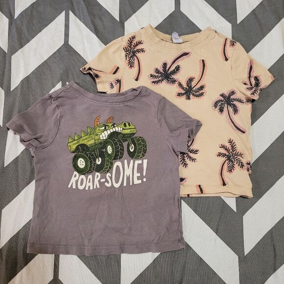 Old Navy Size 2t Boys Palm Tree and Dinosaur Graphic T-Shirts - Picture 1 of 3
